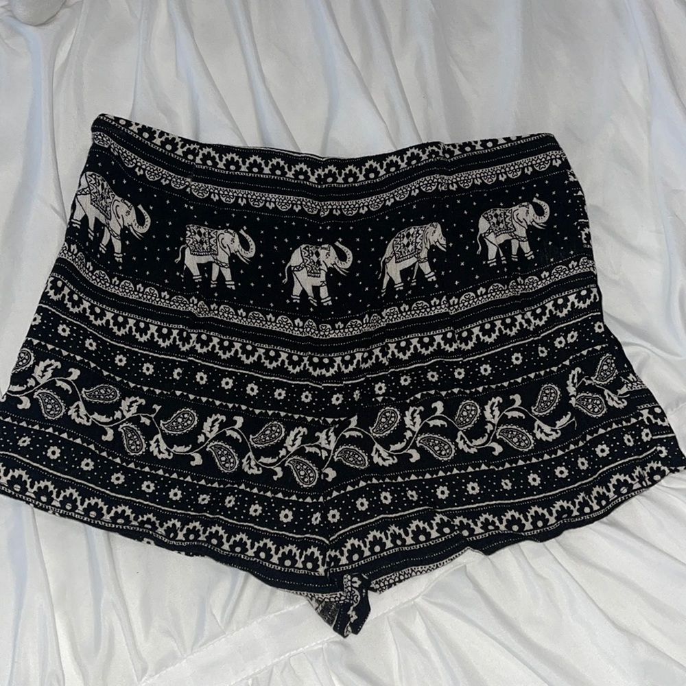 Elephant printed rayon shorts